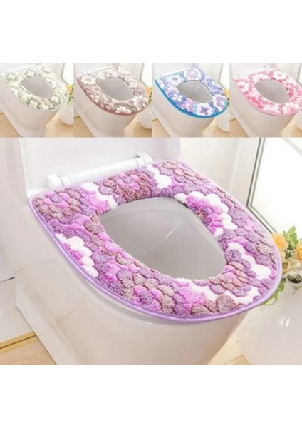 D Tarzı Çiçek Sıcak Tuvalet Kapağı Koltuk Kapağı Üst Kapak Pedi Banyo Isıtıcı Klozet Kasesi Yumuşak Fermuar Yıkanabilir Klozet Kapağı Wc (Yurt Dışından) modelleri