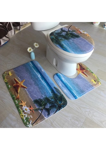 No.14 Tarzı Banyo Banyo Paspas Seti Tuvalet Halıları Flanel Kaymaz Duş Halıları Seti Ev Tuvalet Kapağı Kapak Duş Odası Halı Paspaslar Ev Için (Yurt Dışından)