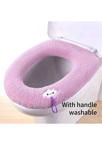 Pembe Tarzı Su Geçirmez Banyo Tuvalet Kapağı Viskoz Koltuk Minderi O-Şekilli Klozet Klozet Kapağı Isıtıcı Aksesuarları Yumuşak ve Su Geçirmez (Yurt Dışından)