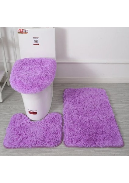 No.9 Stili Yeni Emici Banyo Tuvalet Kapağı Wc Halı Banyo Tuvalet Kapağı 3 Parça Düz Renk Kaymaz Banyo Paspas Kış Banyo Malzemeleri (Yurt Dışından)