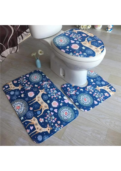 No.19 Tarzı Et Flanel 3D Baskı Kaymaz Klozet Kapağı Banyo Pedi Zemin Mat Halı Halı Ayaklı Halı Wc Kapağı Tuvalet Kapağı ZCL511 (Yurt Dışından) fırsatları