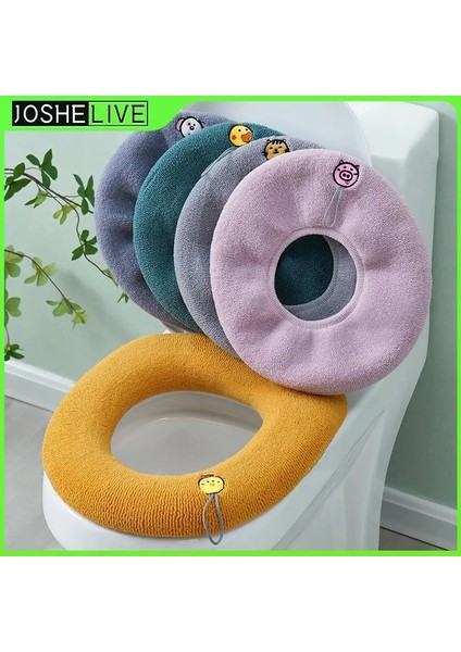 Pembe Tarzı Kalınlaşmak Closestool Mat Saf Renk O-Şekilli Ped Bide Kapak Pedi Tuvalet Kapağı Aksesuarları Klozet Kapağı Banyo Aksesuarları (Yurt Dışından) indirimleri