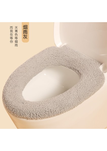 Gri Tarzı Kış Sıcak Klozet Kapağı Mat Kalınlaşmak Banyo Tuvalet Pedi Yastık Saplı Yumuşak Rahat Closestool Mat Banyo Aksesuarları (Yurt Dışından)