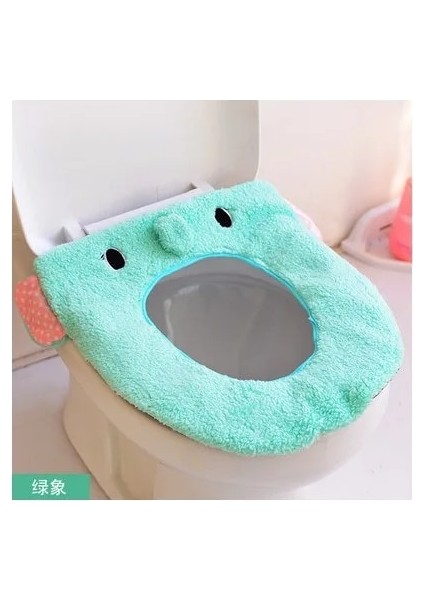 Fil Tarzı Klozet Kapağı Mat Banyo Isıtıcı Tuvalet Yıkanabilir Kumaş Klozet Isıtıcı Ped Karikatür Peluş Tuvalet Paspas Kalınlaşma Lazımlık Seti (Yurt Dışından)