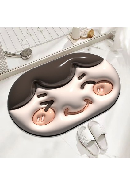 Bir Stil Karikatür Çamur Küçük Kafa Görsel Genişleme Zemin Mat Tuvalet Banyo Tuvalet Paspas Hızlı Kuru Emici Kaymaz Ayak Mat 40*60 cm (Yurt Dışından) fırsatları