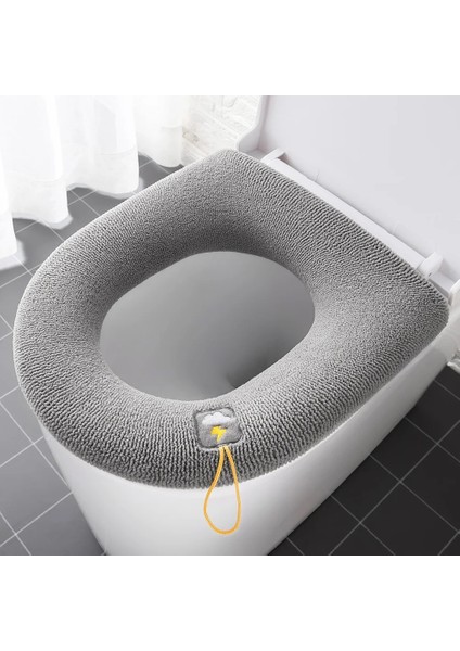 Mavi Stil Kış Sıcak Klozet Kapağı Closestool Mat Yıkanabilir Banyo Aksesuarları Örgü Saf Renk Yumuşak O-Şekilli Ped Bide Kapağı (Yurt Dışından) fırsatları