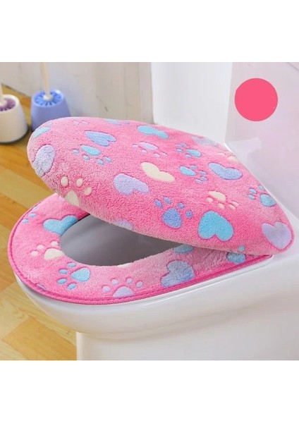 Pembe Tarzı Kalın Mercan Kadife Lüks Klozet Kapağı Seti Yumuşak Sıcak Tek Iki Parçalı Tuvalet Kılıfı Su Geçirmez Banyo Wc Kapağı (Yurt Dışından)