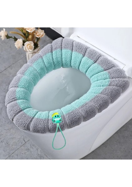 Yeşil Stil Klozet Kapağı Kış Sıcak Mat Banyo Tuvalet Pedi Yastık Saplı Kalın Yumuşak Yıkanabilir Closestool Isıtıcı Aksesuarları (Yurt Dışından) modelleri