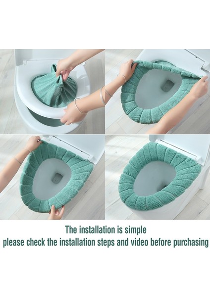 Yeşil Stil Klozet Kapağı Kış Sıcak Mat Banyo Tuvalet Pedi Yastık Saplı Kalın Yumuşak Yıkanabilir Closestool Isıtıcı Aksesuarları (Yurt Dışından) fırsatları