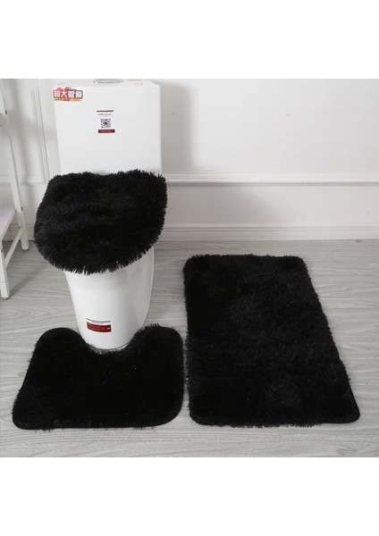 No.3 Tarzı Yeni Emici Banyo Tuvalet Kapağı Wc Halı Banyo Tuvalet Kapağı 3 Parça Düz Renk Kaymaz Banyo Paspas Kış Banyo Malzemeleri (Yurt Dışından)