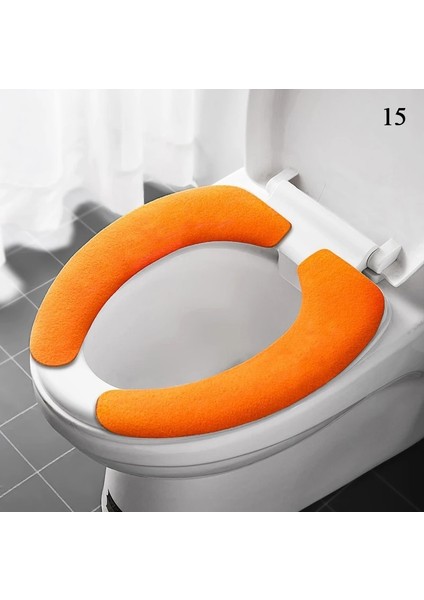 Turuncu Tarzı Evrensel Klozet Kapağı Yumuşak Wc Macunu Tuvalet Yapışkan Koltuk Pedi Yıkanabilir Banyo Isıtıcı Koltuk Çıtası Ped Yastık Düz Renk (Yurt Dışından)