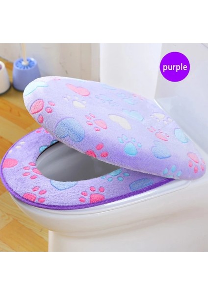 Mor Tarzı Kalın Mercan Kadife Klozet Kapağı Tuvalet Çıtası Koltuk Minderi Kılıfı Banyo Yumuşak Sıcak Fermuar Klozet Kapağı Aksesuarları (Yurt Dışından)