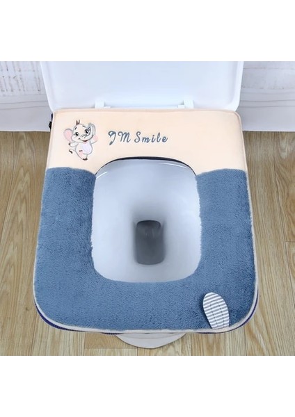 Bir Stil Karikatür Sevimli Peluş Kare Tuvalet Minderi Banyo Aksesuarları Fermuar ile Sıcak Tutmak Su Geçirmez Ev Tuvalet Paspas Yıkanabilir (Yurt Dışından)
