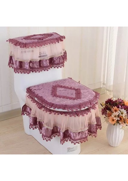 No.12 Tarzı Et Altın Kadife Dantel Klozet Kapağı Seti Tuvaletler U Şeklinde Ceket Ev Banyo Tuvaletler Mat Tank Kapağı Tuvalet Kapağı Setleri (Yurt Dışından)