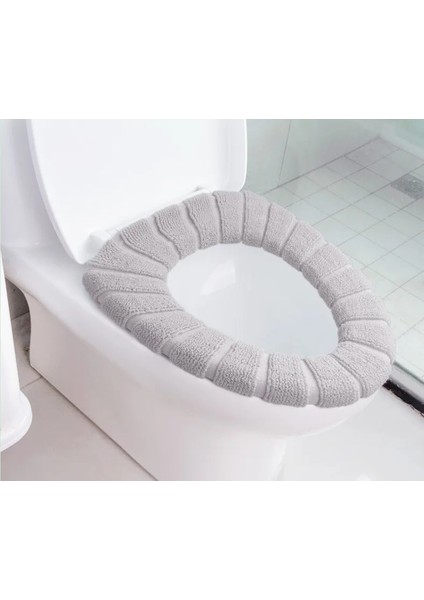 YZ64-GRI Tarzı Sıcak Satış Rahat Kadife Mercan Banyo Klozet Kapağı Kış Tuvalet Kapağı Ev Closestool Mat Koltuk Kılıfı Kapak (Yurt Dışından)