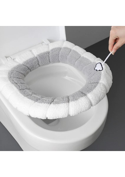 C Tarzı Kış Sıcak Bide Klozet Kapağı Yıkanabilir Banyo Pedi Yastık Kalın Wc Mat Kılıfı Örgü Peluş Closestool Sonbahar Ev (Yurt Dışından) fırsatları