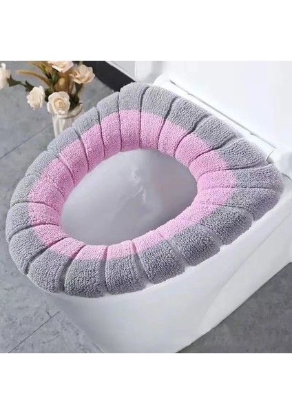 Pembe Tarzı Kış Sıcak Klozet Kapağı Klozet Yıkanabilir Banyo Aksesuarları Örme Düz Renk Yumuşak O-Şekilli Yastık Klozet Kapağı (Yurt Dışından)