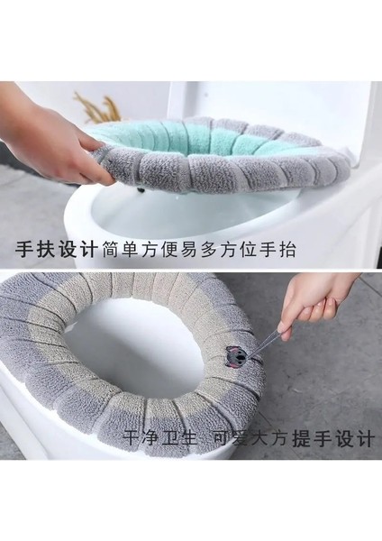 Haki Tarzı Kış Sıcak Klozet Kapağı Closestool Mat Yıkanabilir Banyo Aksesuarları Örgü Saf Renk Yumuşak O-Şekilli Ped Bide Kapağı (Yurt Dışından) fırsatları