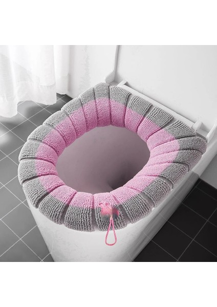 Haki Tarzı Kış Sıcak Klozet Kapağı Closestool Mat Yıkanabilir Banyo Aksesuarları Örgü Saf Renk Yumuşak O-Şekilli Ped Bide Kapağı (Yurt Dışından) indirimleri