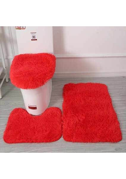 No.1 Stili Yeni Emici Banyo Tuvalet Kapağı Wc Halı Banyo Tuvalet Kapağı 3 Parça Düz Renk Kaymaz Banyo Paspas Kış Banyo Malzemeleri (Yurt Dışından)