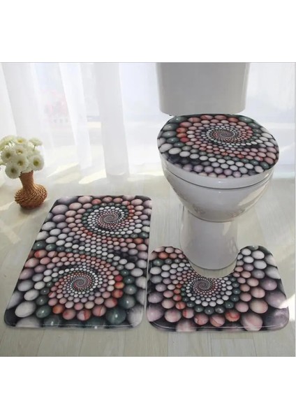 No.16 Stili Et Flanel 3D Baskı Kaymaz Klozet Kapağı Banyo Pedi Zemin Mat Halı Halı Ayaklı Halı Wc Kapağı Tuvalet Kapağı ZCL511 (Yurt Dışından)