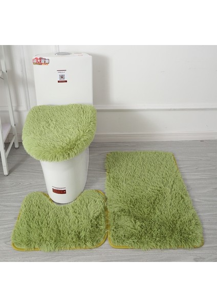 No.18 Stili Yeni Emici Banyo Tuvalet Kapağı Wc Halı Banyo Tuvalet Kapağı 3 Parça Düz Renk Kaymaz Banyo Paspas Kış Banyo Malzemeleri (Yurt Dışından)