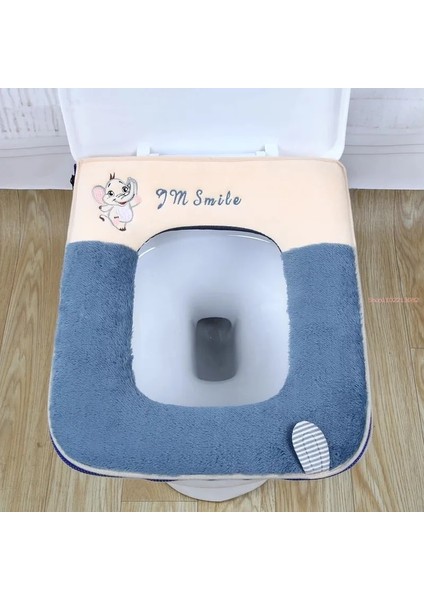 D Tarzı Karikatür Sevimli Peluş Kare Tuvalet Minderi Banyo Aksesuarları Fermuar ile Sıcak Tutmak Su Geçirmez Ev Tuvalet Paspas Yıkanabilir (Yurt Dışından) modelleri