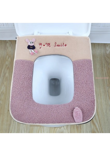 D Tarzı Karikatür Sevimli Peluş Kare Tuvalet Minderi Banyo Aksesuarları Fermuar ile Sıcak Tutmak Su Geçirmez Ev Tuvalet Paspas Yıkanabilir (Yurt Dışından) fırsatları
