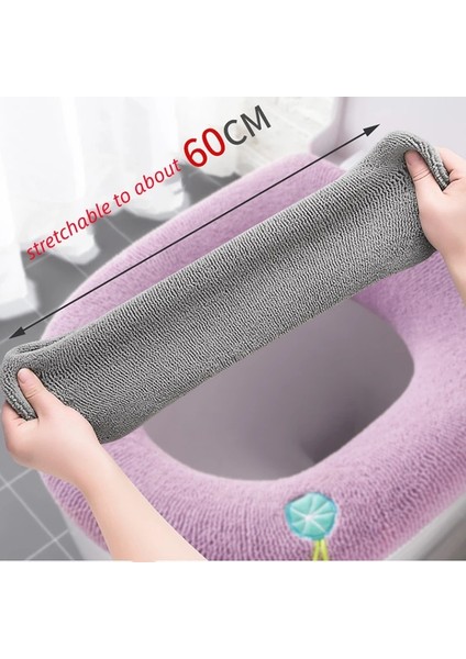 Bir Stil Sıcak Kış Klozet Kapağı Örgü Kalın Closestool Mat Yumuşak Yıkanabilir Tuvalet Pedi Yastık Saplı Banyo Aksesuarları (Yurt Dışından)