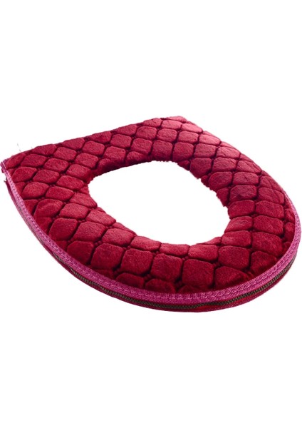 kırmızı stil Tuvalet Kapağı Peluş Tuvalet Kapağı Ev Su Geçirmez Evrensel Model Tuvalet Halkası Yıkanabilir Fermuar Banyo Paspas Dekoratif Klozet (Yurt Dışından)