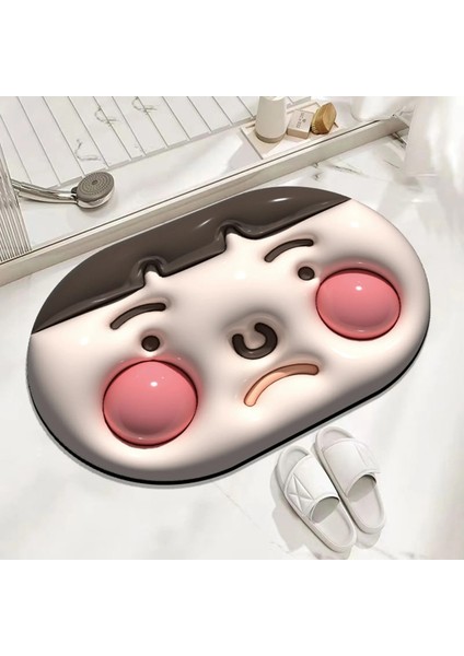 B Tarzı Karikatür Çamur Küçük Kafa Görsel Genişleme Zemin Mat Tuvalet Banyo Tuvalet Paspas Hızlı Kuru Emici Kaymaz Ayak Mat 40*60 cm (Yurt Dışından) fırsatları