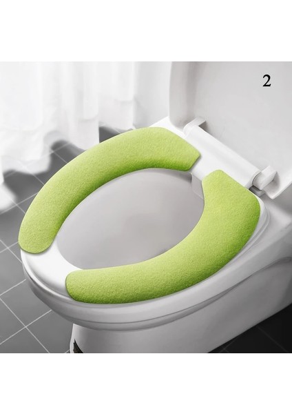 Yeşil Stil Evrensel Klozet Kapağı Yumuşak Wc Macunu Tuvalet Yapışkan Koltuk Pedi Yıkanabilir Banyo Isıtıcı Koltuk Çıtası Ped Yastık Düz Renk (Yurt Dışından)