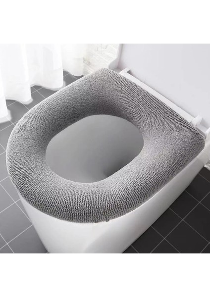 Gri Tarzı Kış Sonbahar Klozet Kapağı Mat Banyo Tuvalet Pedi Yastık Saplı Kalınlaşmak Yumuşak Yıkanabilir Closestool Isıtıcı Koltuk Minderi (Yurt Dışından)