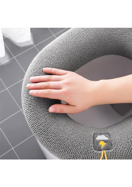 Gri Tarzı Kış Sonbahar Klozet Kapağı Mat Banyo Tuvalet Pedi Yastık Saplı Kalınlaşmak Yumuşak Yıkanabilir Closestool Isıtıcı Koltuk Minderi (Yurt Dışından) indirimleri