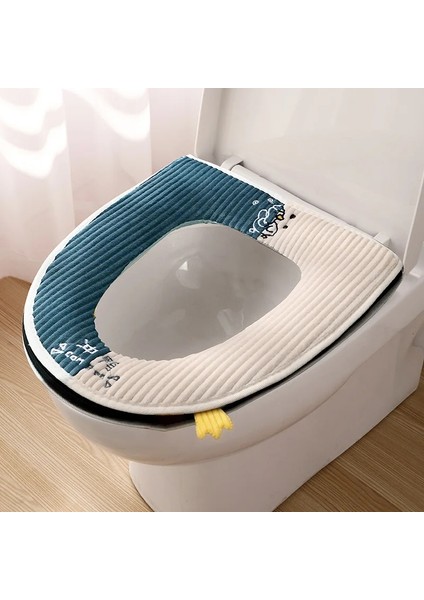 Yeşil Stil Sıcak Pazen Klozet Kapağı Mat Kış Kalın Banyo Tuvalet Pedi Yastık Saplı Closestool Mat Banyo Aksesuarları (Yurt Dışından)