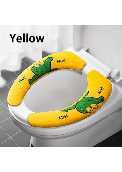 SARI-38X9CM Stili Karikatür Kış Sıcak Klozet Kapağı Mat Banyo Tuvalet Pedi Yastık Kalın Yumuşak Yıkanabilir Closestool Isıtıcı Aksesuarları (Yurt Dışından)