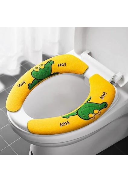 SARI-38X9CM Stili Karikatür Kış Sıcak Klozet Kapağı Mat Banyo Tuvalet Pedi Yastık Kalın Yumuşak Yıkanabilir Closestool Isıtıcı Aksesuarları (Yurt Dışından) modelleri