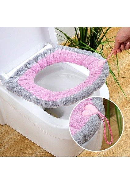 No.6 Stili Banyo Klozet Kapağı Örme Kış Sıcak Klozet Kapağı Saplı O-Şekilli Tuvalet Minder Örtüsü Banyo Aksesuarları (Yurt Dışından) fiyatları