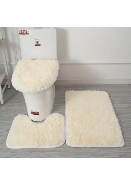 No.6 Stili Yeni Emici Banyo Tuvalet Kapağı Wc Halı Banyo Tuvalet Kapağı 3 Parça Düz Renk Kaymaz Banyo Paspas Kış Banyo Malzemeleri (Yurt Dışından)