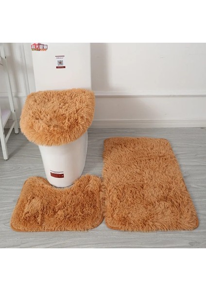 No.6 Stili Yeni Emici Banyo Tuvalet Kapağı Wc Halı Banyo Tuvalet Kapağı 3 Parça Düz Renk Kaymaz Banyo Paspas Kış Banyo Malzemeleri (Yurt Dışından) fırsatları