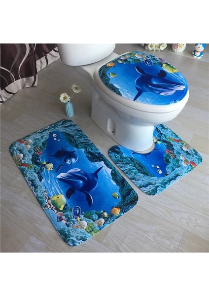 No.9 Stili Et Flanel Banyo Kaymaz Kaide Halı + Kapak Tuvalet Kapağı + Banyo Paspas Yıkanabilir Starfower Aksesuarları (Yurt Dışından)