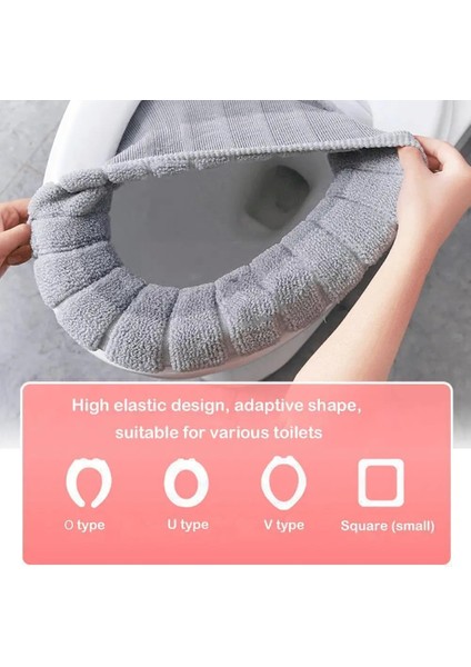 Bir Stil 1 Adet Yıkanabilir Banyo Aksesuarları Örgü Saf Renk Ped O-Şekli Sıcak Koltuk Closestool Yumuşak Bide Paspas Kapak Kış Tuvalet S8W0 (Yurt Dışından)