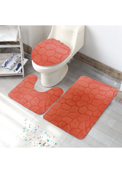 E Tarzı 3 Parça Rock Battaniyeler Banyo Paspas Seti Flanel Kabartmalı Halı Paspas Tuvalet Kapağı Kapağı 19IN (Yurt Dışından)