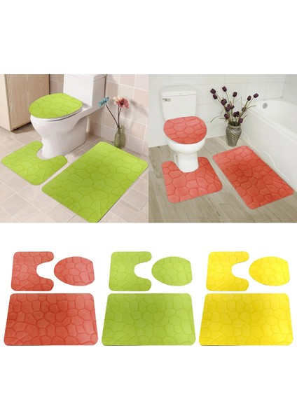 E Tarzı 3 Parça Rock Battaniyeler Banyo Paspas Seti Flanel Kabartmalı Halı Paspas Tuvalet Kapağı Kapağı 19IN (Yurt Dışından) fırsatları