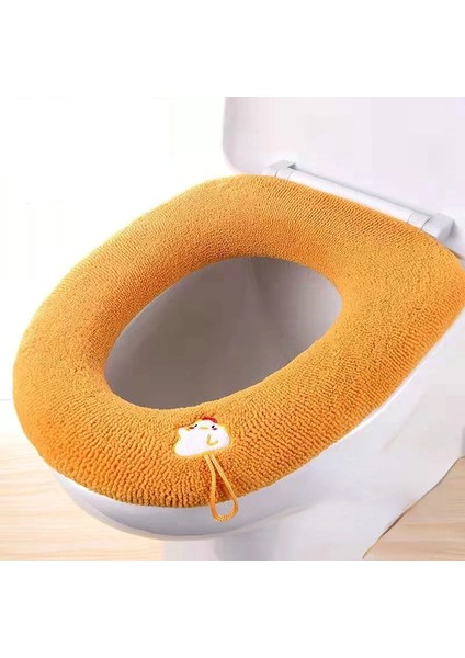 Sap-Sarı Tarzı Klozet Kapağı Mat Kış Sıcak Yumuşak Yıkanabilir Closestool Mat Evrensel Ev Dekor Örgü Klozet Banyo Aksesuarları (Yurt Dışından)