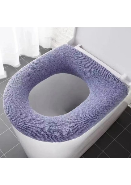 Mavi Stil Kış Sonbahar Klozet Kapağı Mat Banyo Tuvalet Pedi Yastık Saplı Kalınlaşmak Yumuşak Yıkanabilir Closestool Isıtıcı Koltuk Minderi (Yurt Dışından)