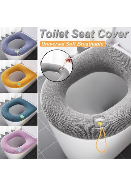 Yeşil Stil 1x Kış Sıcak Tuvalet Kapağı Mat Örme Yumuşak Kalın Yıkanabilir Tuvalet Halkası Düz Renk Çekme Halkası Peluş Banyo Tuvalet Mat Kapağı (Yurt Dışından) modelleri