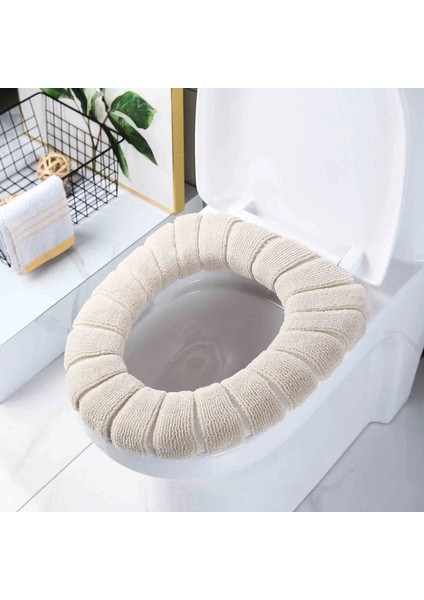 Bej Tarzı Kalınlaşmak Ped Klozet Kapağı Katı Ev Evrensel Yıkanabilir Banyo Aksesuarı Sıcak Kış Rahat Closestool Mat (Yurt Dışından)