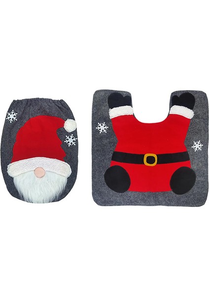 Bir Stil Noel Süslemeleri Noel Baba Klozet Kapağı Halı Seti Banyo Paspas Noel Dekor Banyo Noel Baba Klozet Kapağı Halı (Yurt Dışından)