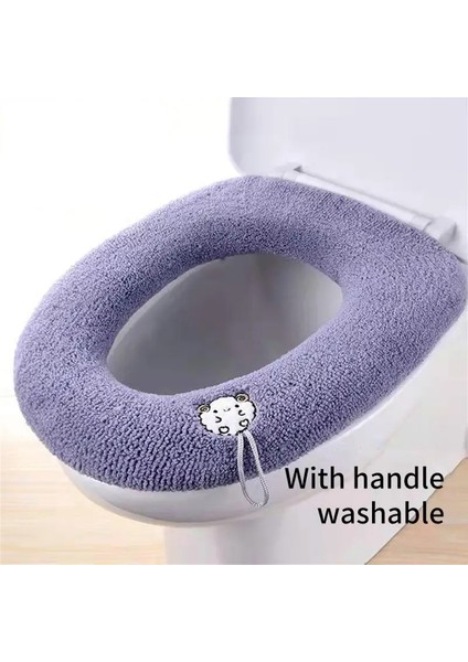 Mor Tarzı Su Geçirmez Banyo Tuvalet Kapağı Viskoz Koltuk Minderi O-Şekilli Klozet Klozet Kapağı Isıtıcı Aksesuarları Yumuşak ve Su Geçirmez (Yurt Dışından)